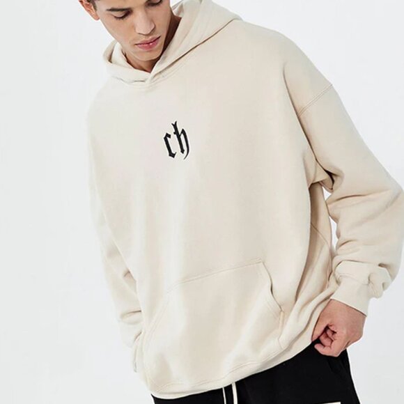 NEW Chinism Unisex Hoodie Sweatshirt L Beige CH Cozy Oversize Baggy SOFT $115 - Picture 4 of 16